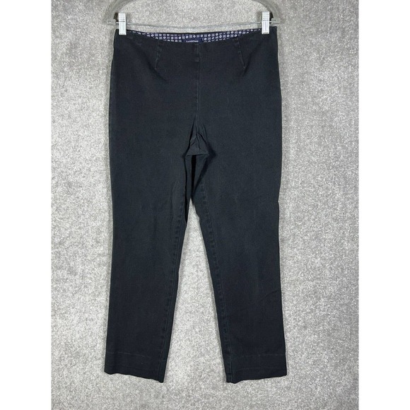 Lands End Straight Leg Ankle Trouser Pants Womens Size 6 Stretch Black Side Zip - Picture 1 of 8